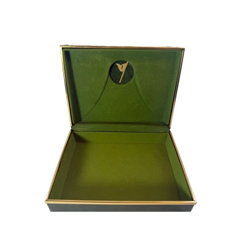 Vintage Country Club Golf Gift Box Empty Case with Polished Brass Metal Accent